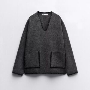 Zara women’s Charcoal V-Neck Sweater